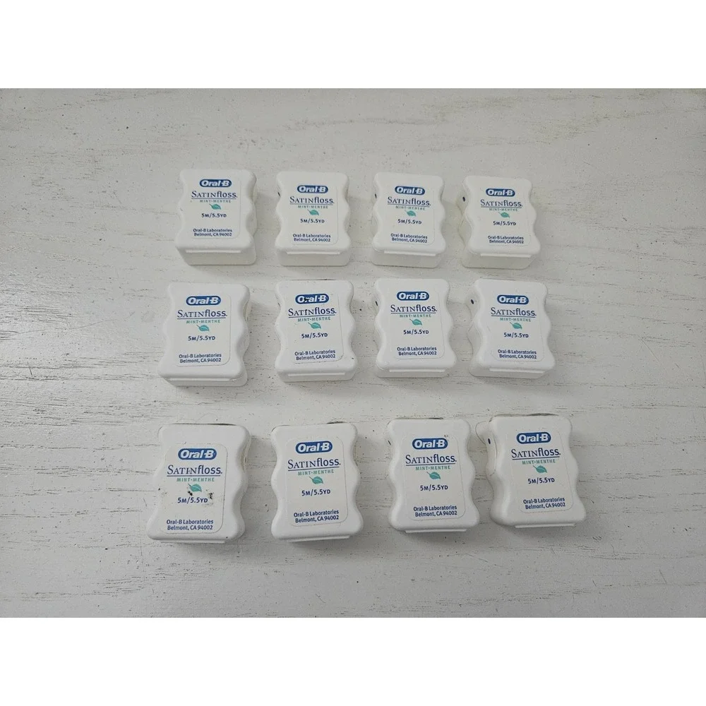 Oral-B Satin Floss Mint-Menthe Dental‎ Floss 12 Pack Travel Pack 5m/5.5yds